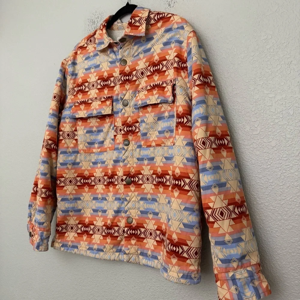 Pacsun Aztec Print Fleece Lined Snap Front Jacket Size Small - Picture 8 of 14